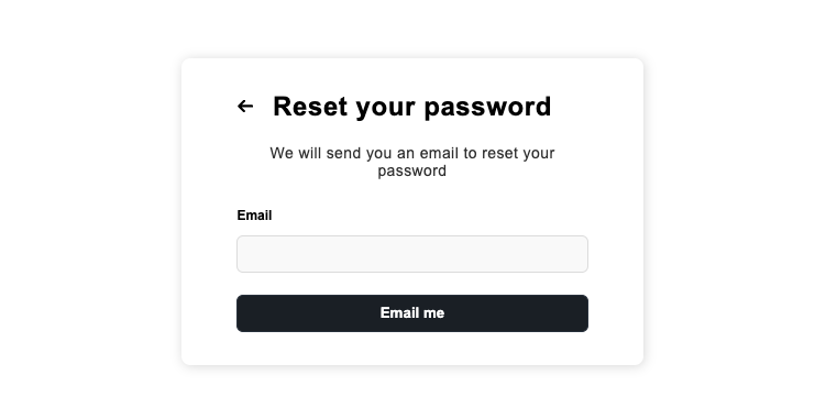 UI to send password reset email